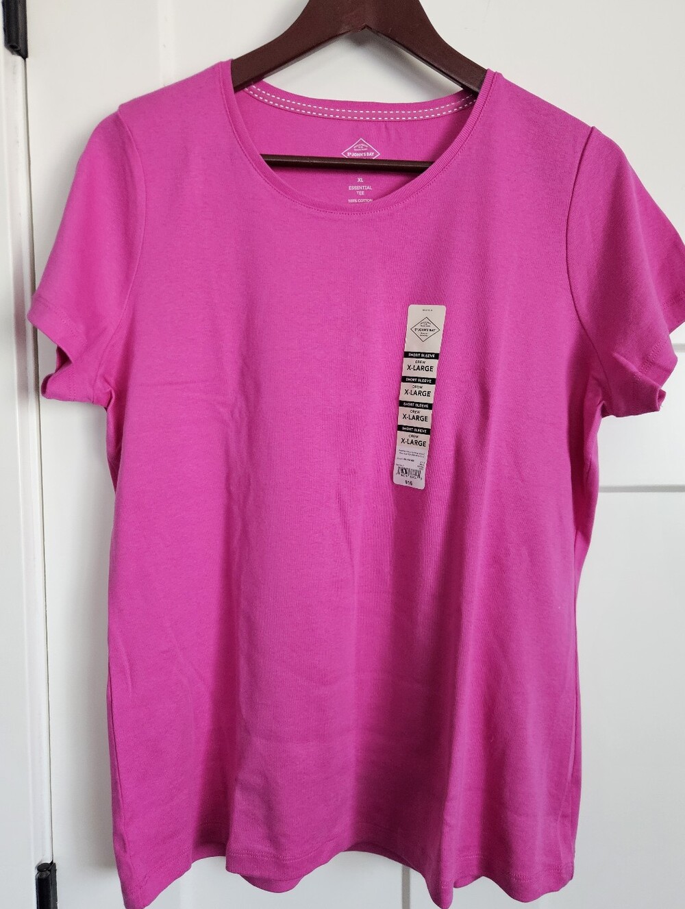 St. John’s Bay Pink Essential Tee XL 100% Cotton NWT